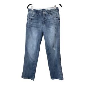 Democracy Absolution Jeans Light Wash Size 8 Distressed Stretch Ankle Cropped